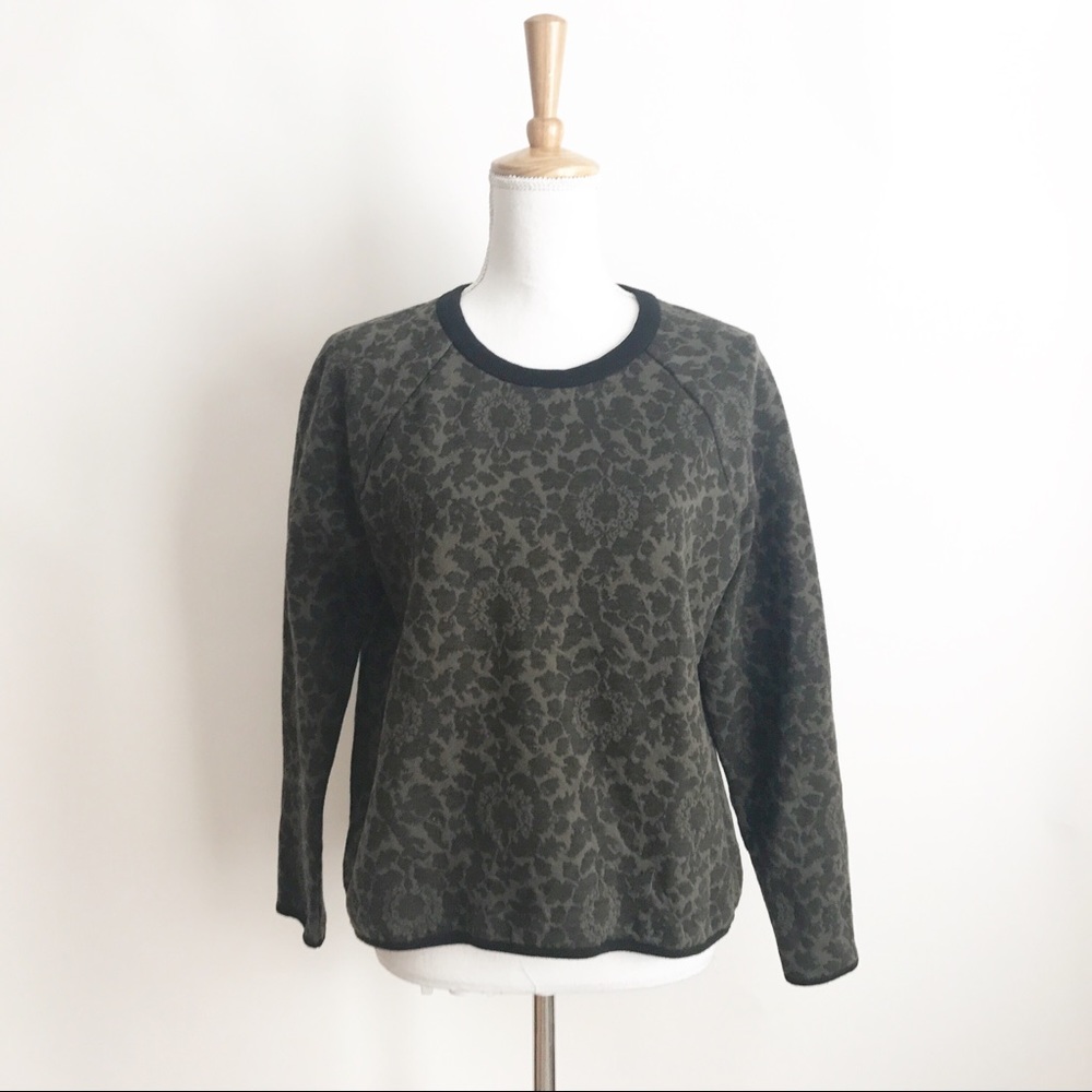 Lou & Grey Army Green Floral Print Sweatshirt